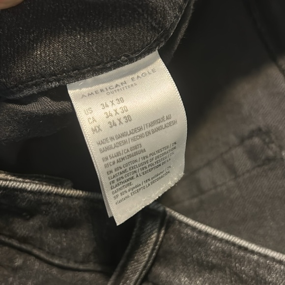 American Eagle Outfitters Men's Dark Distressed Skinny Jeans Black 34 X 30 - Picture 7 of 7
